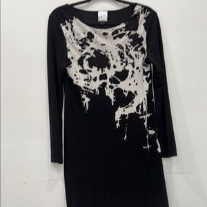 Nicole Miller Black and White Asymmetrical Embellished Sheath Dress